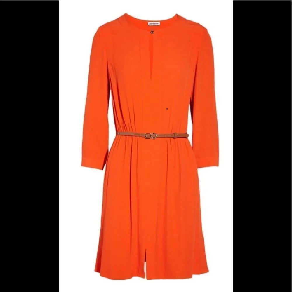 Juicy Couture firecracker red belted cut out front long sleeves midi dress 6